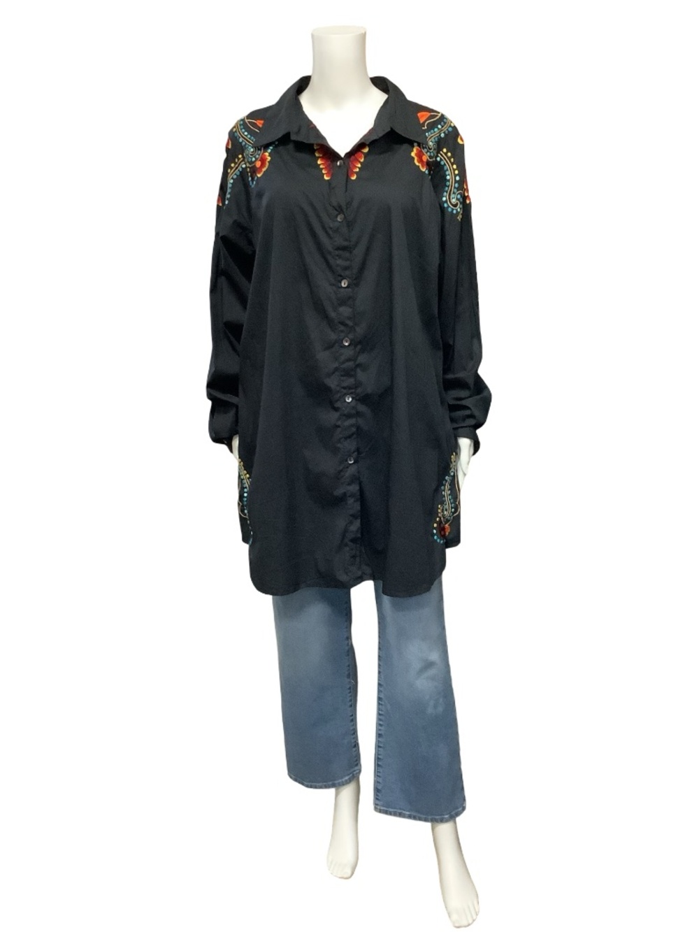 Vintage Collection Floral Print Button Up Tunic Size: XXL
